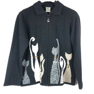 Allison Daley Knit Cardigan Zip Front Embellished